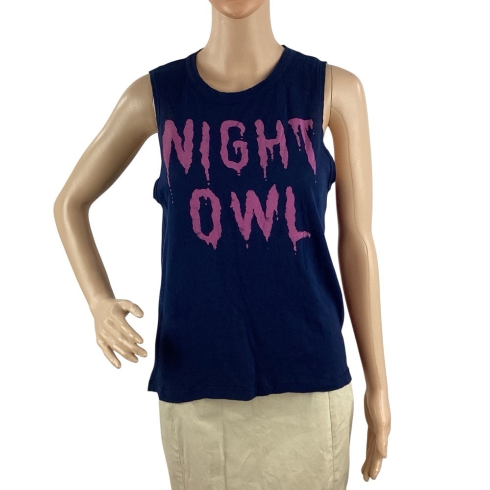Chaser Night Owl Graphic Muscle Tank Top Navy Size S
